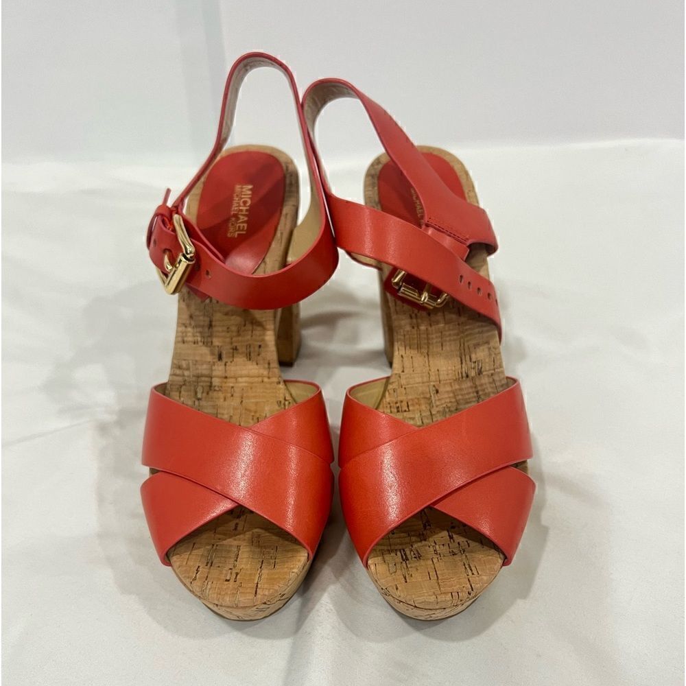 Michael kors Natalia cork platforms orange open toe sandals size 9.5 - Picture 4 of 8